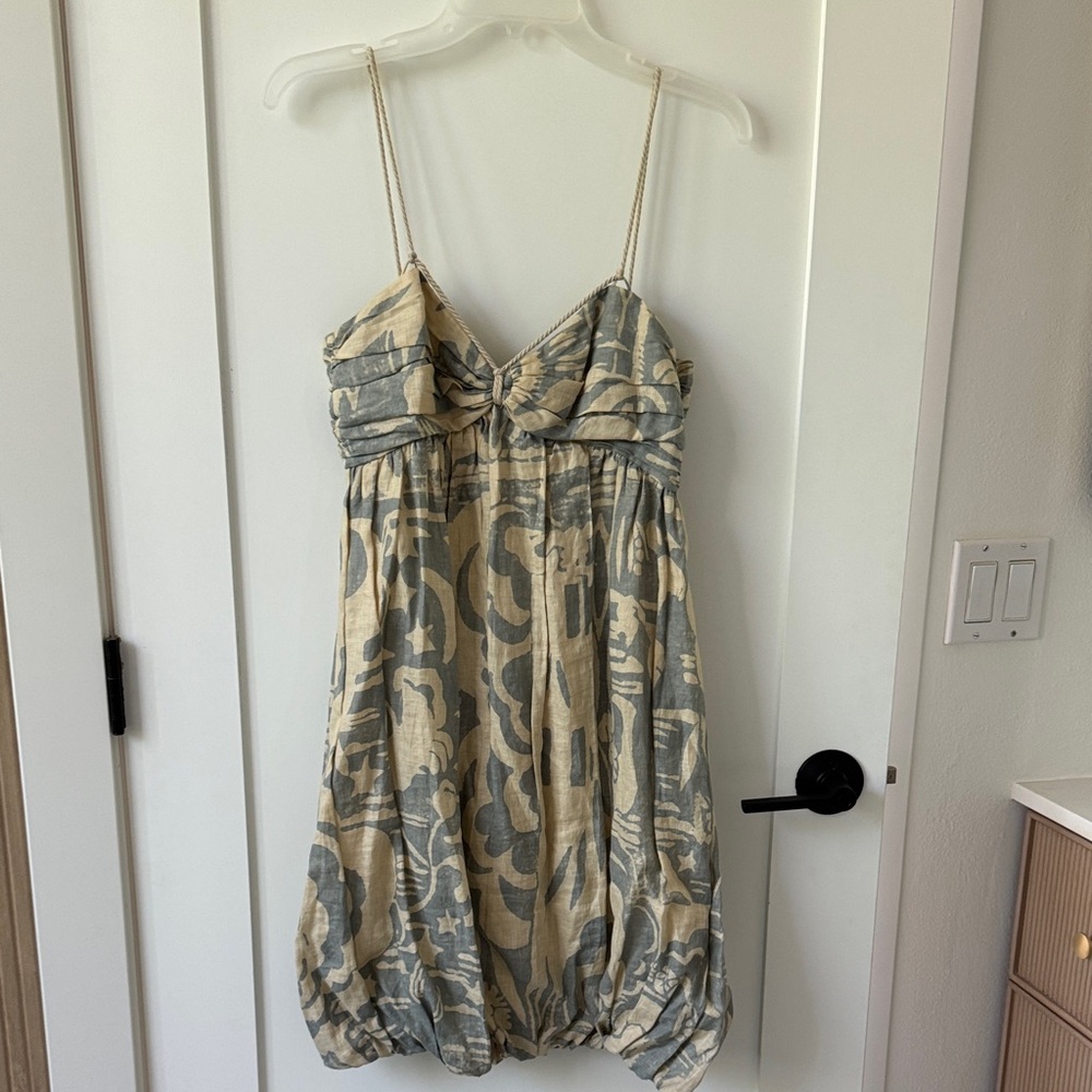 Stella McCartney Cream and Slate Blue Spaghetti Strap Dress